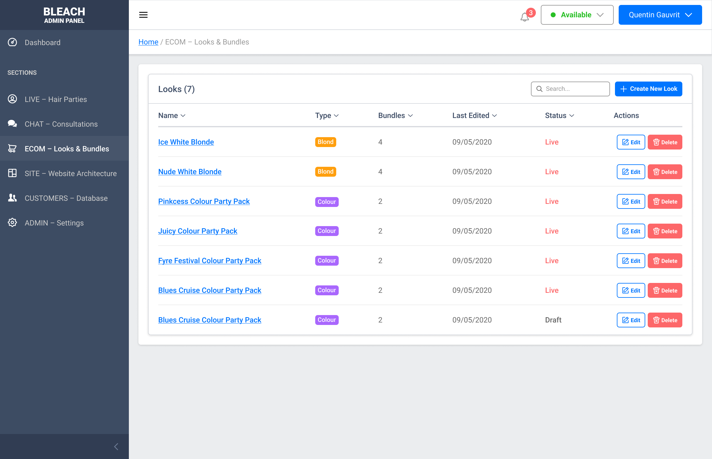 Ecommerce product list