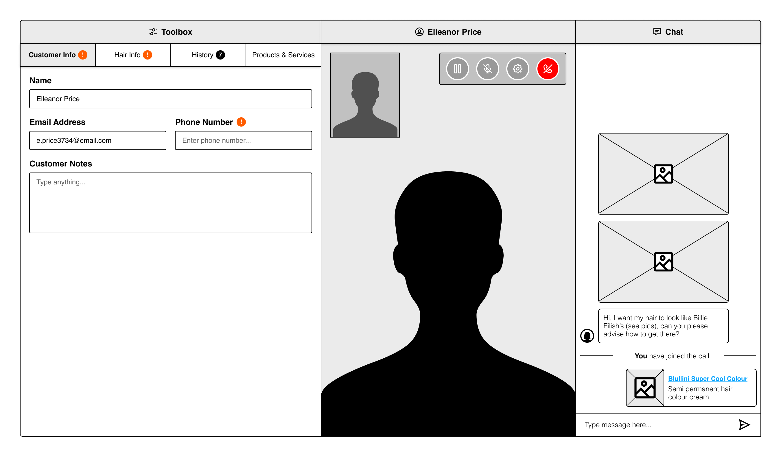 Consultation Concept - Stylist Wireframes